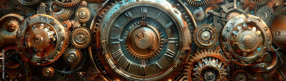 Obraz premium Steampunk Carnival: Steampunk carnival colors like steam engine copper, mechanical gear brass, and clockwork silver create a steampunk carnival theme