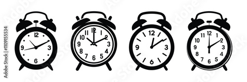 Alarm clock set icon vector apps and websites isolated on white background.