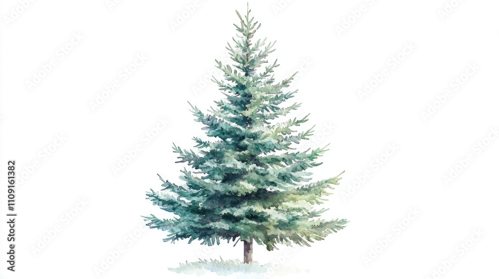 A beautiful watercolor painting of a pine tree in a serene environment A beautiful watercolor painting of a pine tree in a serene environment