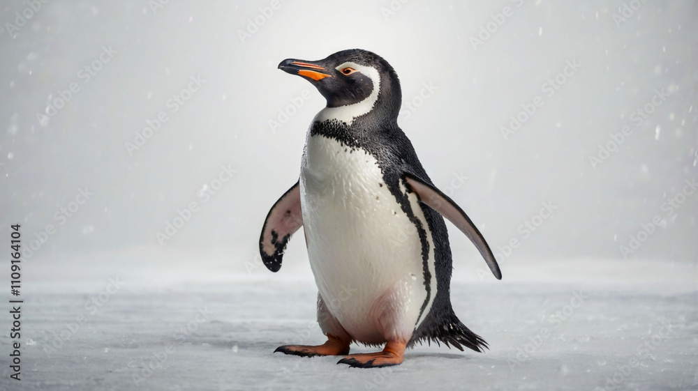 A penguin stands on a white background A penguin stands on a white background