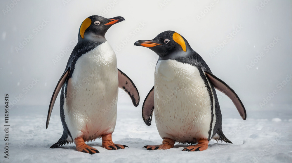 Fototapeta premium A penguin stands on a white background