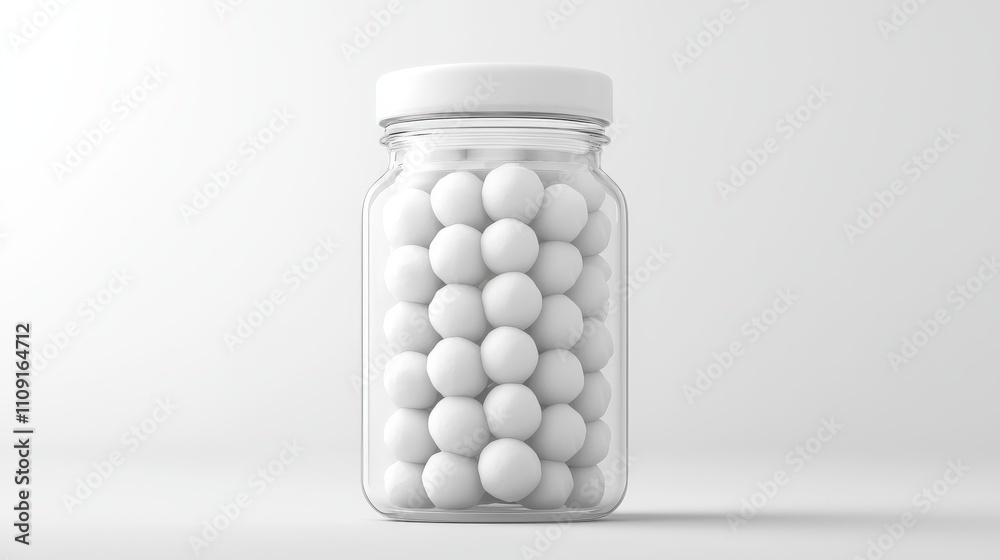 White Cotton Balls in Glass Jar White Cotton Balls in Glass Jar