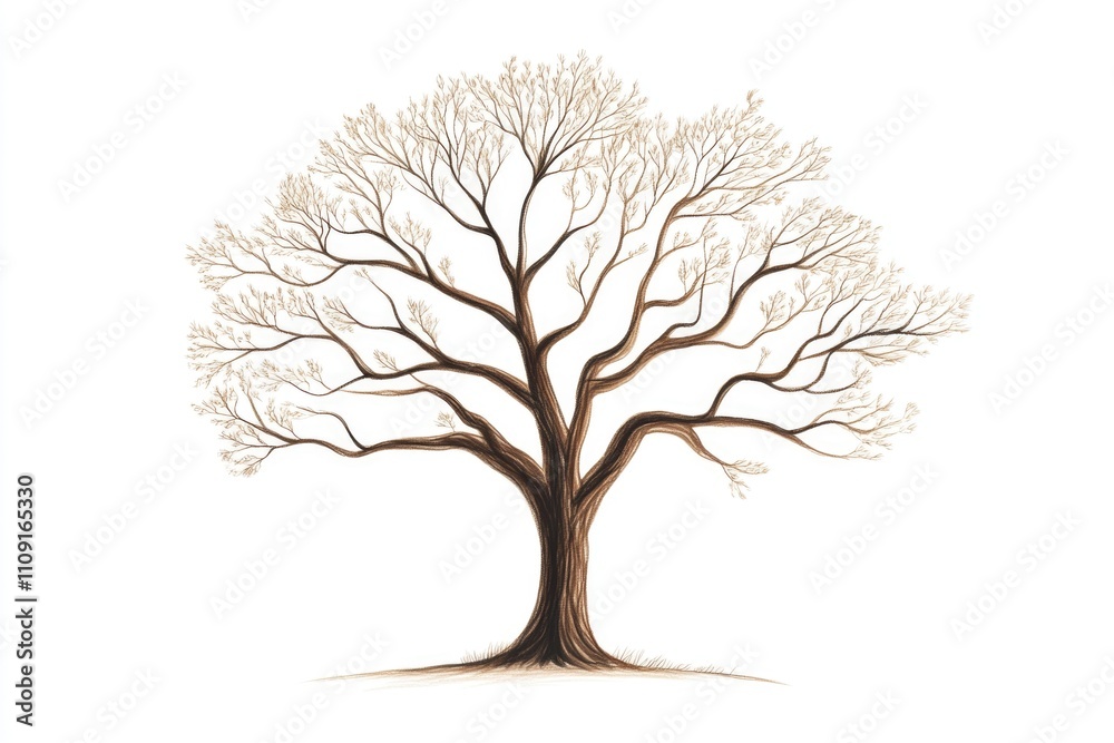 Obraz premium A picture of a tree trunk and branches with no leaves, ideal for use in illustrations or design projects