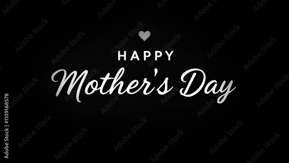 Obraz premium Mother's Day greeting card design with stylish text and heart illustration, perfect for celebrating love, family, and motherhood.