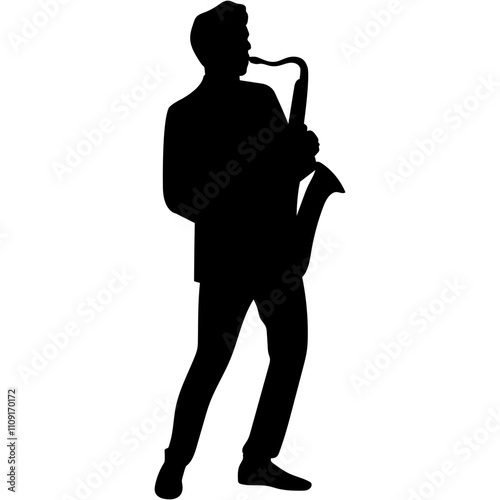 Jazz Musician Silhouette. Musicians vector silhouettes. 