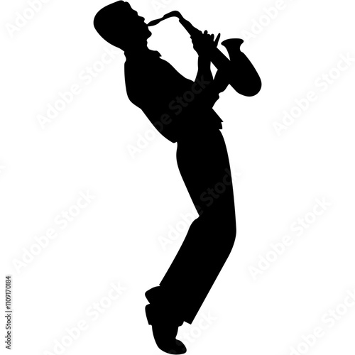 Jazz Musician Silhouette. Musicians vector silhouettes. 