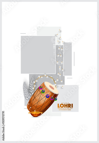 Happy Lohri holiday background for Punjabi festival. Vector illustration