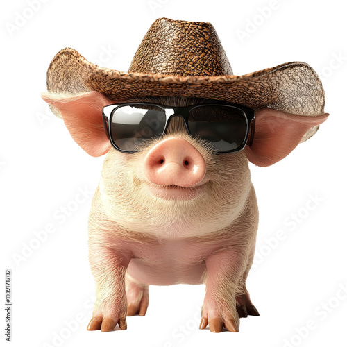 “Sassy Swine: Cowboy Hat and Cool Sunglasses”