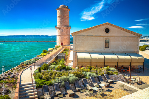 City of Marseille waterfront lighthouse scenic view