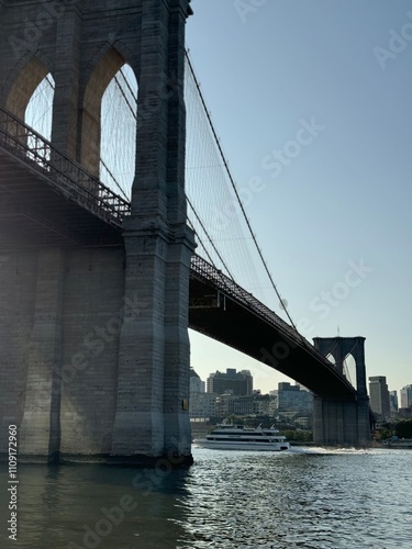 Brooklyn Bridge and Cruise Ships in Manhattan, newyork city, NY, USA.