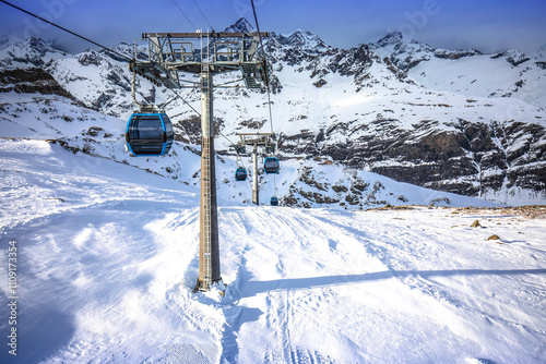 Matterhorn Glacier Paradise gondola and ski area in Zermatt view
