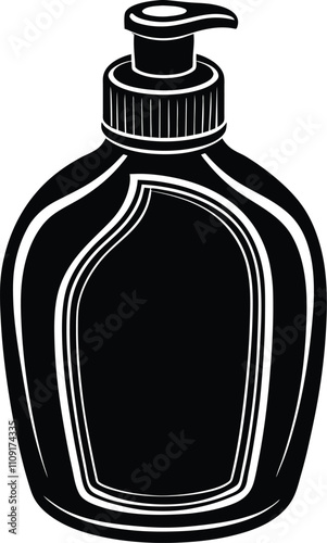 Sleek Lotion Bottle Vector Illustration silhouettea