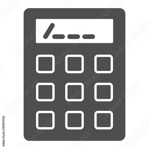 Office calculator solid icon, counting numbers concept. Vector graphics. Calc sign on white background, glyph style icon for mobile or web design.