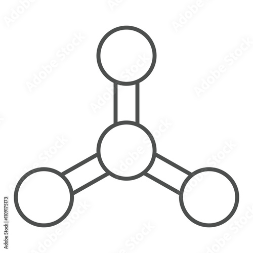 Atom structure thin line icon, physics concept. Vector graphics. Proton neutron sign on white background, outline style icon for mobile or web design.
