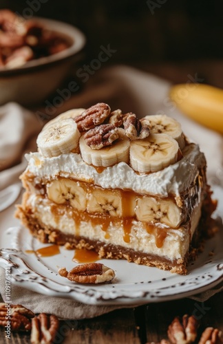 Wallpaper Mural Banana Twix pie slice with caramel, whipped cream, and banana topping Torontodigital.ca