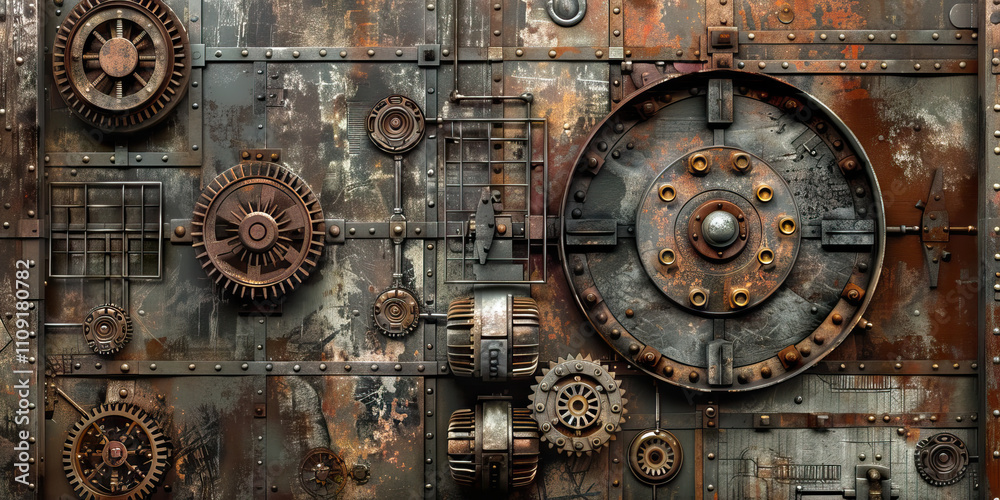 Industrial Revolution: Steely grays, rustic browns, and mechanical metallics create an industrial revolution theme Industrial Revolution: Steely grays, rustic browns, and mechanical metallics create an industrial revolution theme