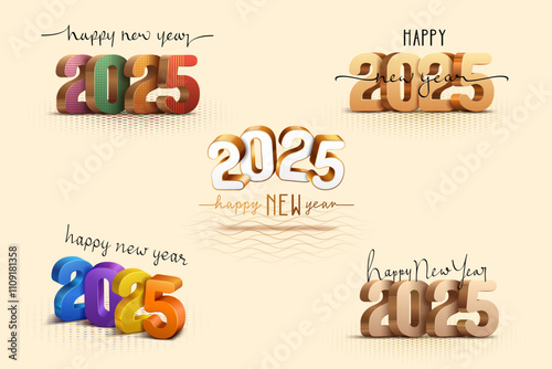 happy new year 2025 3d creative text effect. new year 2025 text calligraphy designs