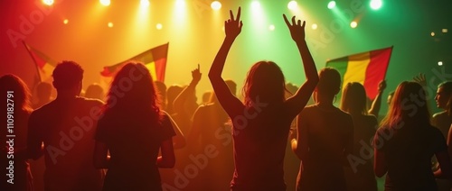 International Reggae Day celebration peoples. Ragga Jamaican dance music party