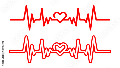 Heart rate monitor line vector. Concept heartbeat pulse with heart outline style with editable stroke vector illustration isolated