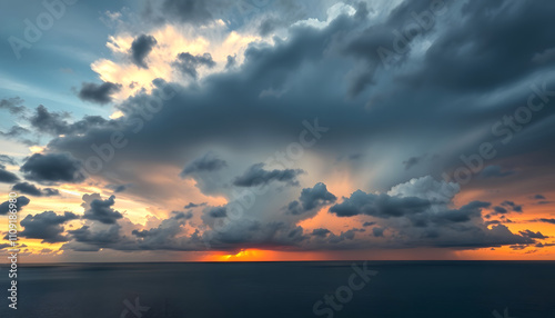 Time lapse of storm clouds forming above the gulf of Finland, dramatic sunset with a white accent, png photo