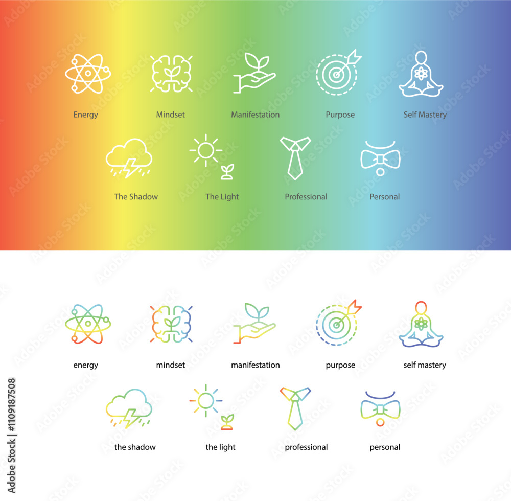 Obraz premium Manifestation: A Visual Guide to Personal Growth and Manifestation Framework. Master Your Energy, Mindset, and Purpose with This Visual Guide.