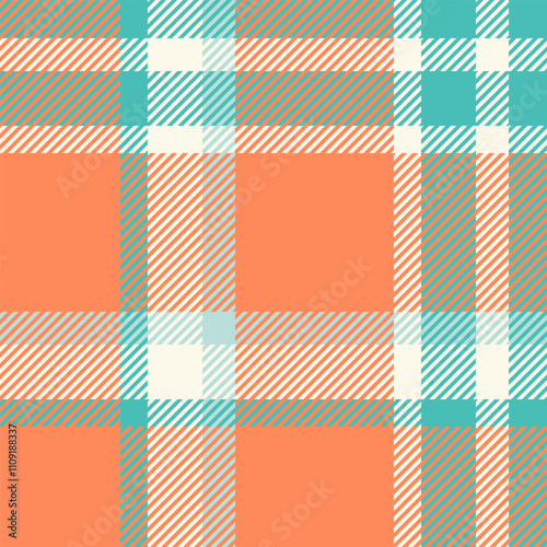 Tidy texture seamless check, various pattern textile plaid. Indian background tartan fabric vector in orange and teal colors.