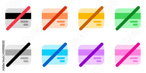 Editable block card, no card payment vector icon. Part of a big icon set family.  Finance, business, investment, accounting. Perfect for web and app interfaces, presentations, infographics, etc