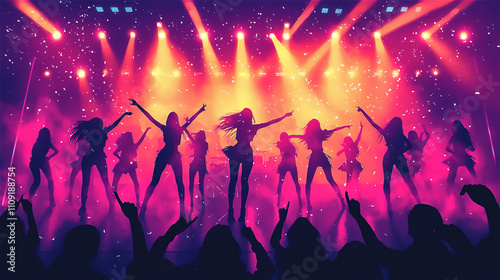 ライブで盛り上がるアイドルのステージ