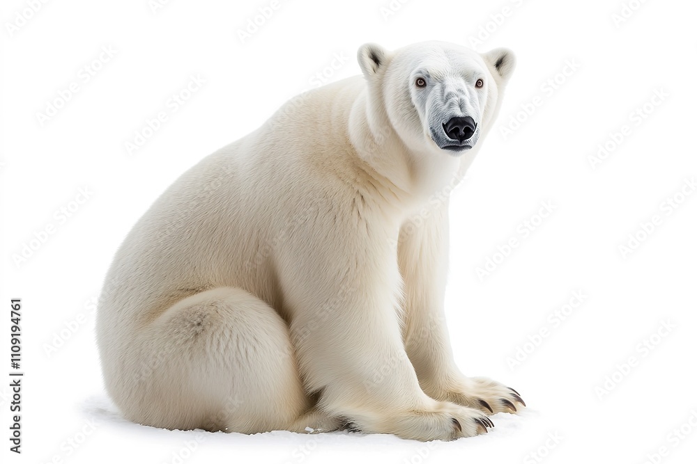 Fototapeta premium Sitting polar bear isolated on white background