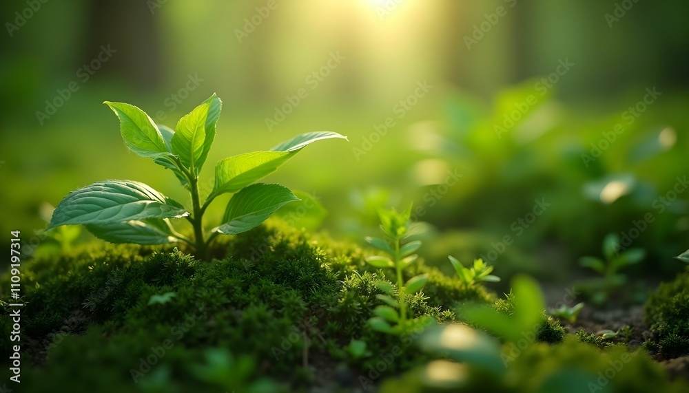 Obraz premium green plant in the morning dew