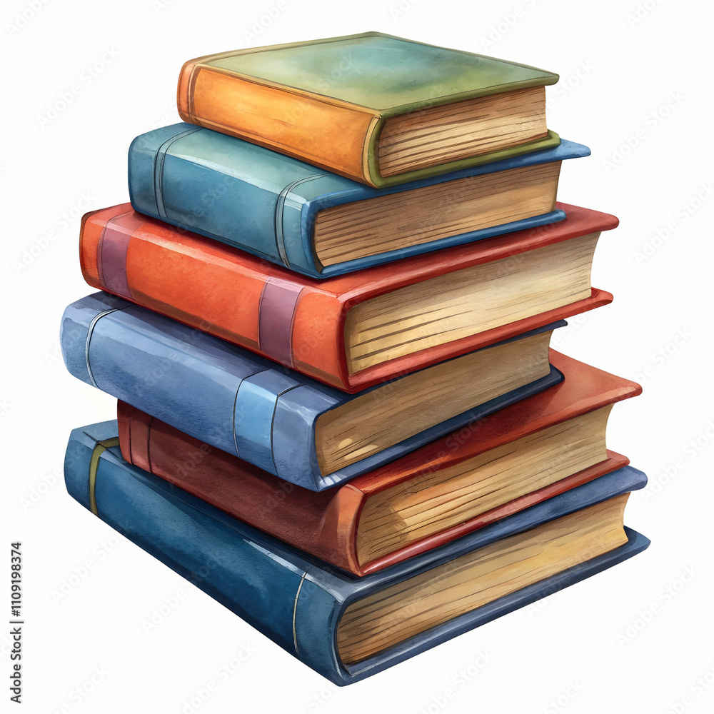 Fototapeta premium books stacked on white background