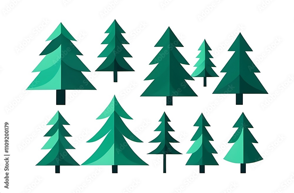 Obraz premium Minimalist Christmas Tree Design. Christmas décor. Vector flat illustration isolated on a white background.