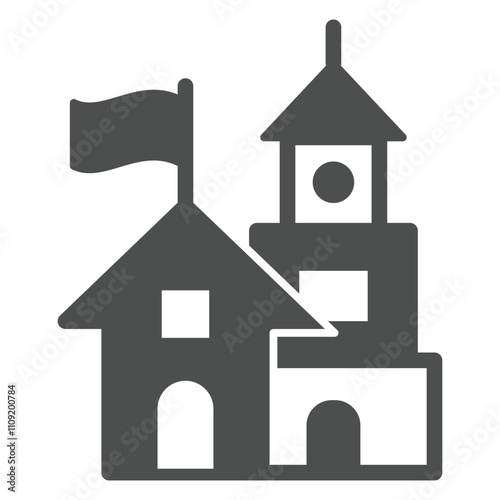 Fairy castle solid icon, Historical theme concept. Vector graphics. House and castle sign on white background, glyph style icon for mobile or web design.