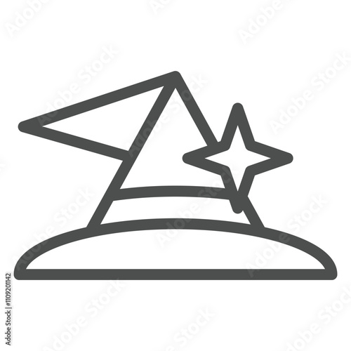 Wizard hat line icon, haloween concept. Vector graphics. Witch cap hat sign on white background, outline style icon for mobile or web design.