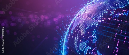 Global Network Connection: A Digital World Map Visualization for Technology and Business Presentations