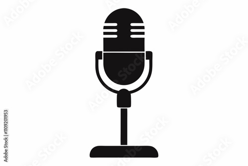 silhouette of microphone - Transparent Background Clipar, microphone vector silhouette illustration.