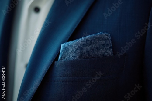 Elegant Blue Pocket Square in Suit Jacket
