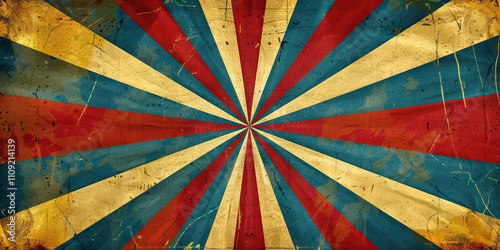 Vintage Circus: Bright primary colors like red, yellow, and blue, along with accents of gold and cream, create a vintage circus theme photo