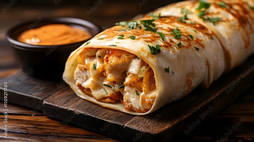 Deliciously Stuffed Wrap with Creamy Filling and Fresh Herbs Deliciously Stuffed Wrap with Creamy Filling and Fresh Herbs