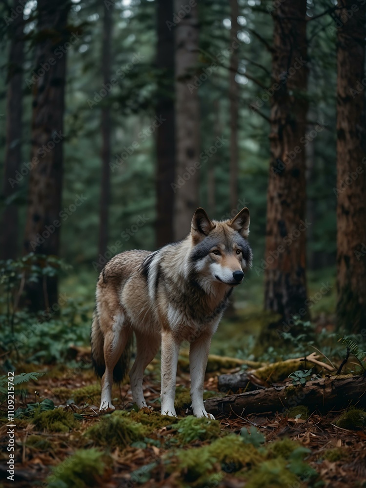 Obraz premium Wolf in the forest.