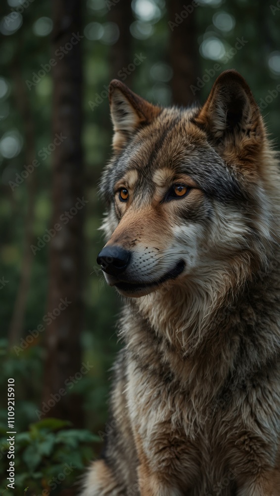 Fototapeta premium Wolf portrait in the forest.
