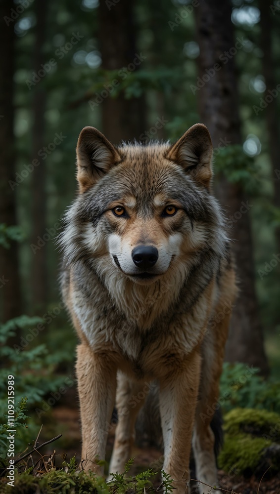 Obraz premium Wolves reintroduced to a forest through rewilding.