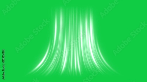 Cold air flow from conditioner effect. air light effect on green screen. Freezing wind waves air blowing effect. Abstract directional optical fiber neon lines on black Background. Air cooling process