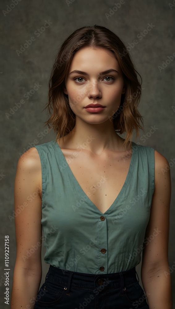 Woman posing in a studio setting. Woman posing in a studio setting.