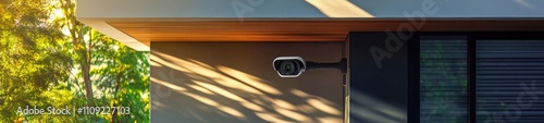 Close-Up Security Camera on Modern House in Minimalist Style
 photo