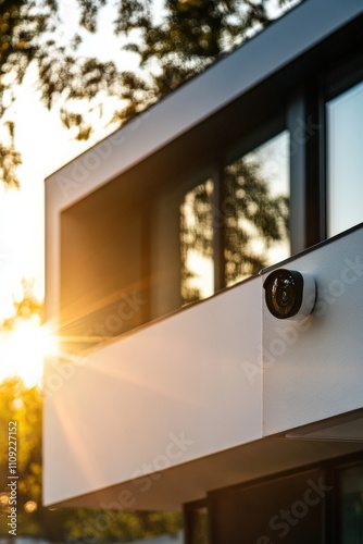 Close-Up Security Camera on Modern House in Minimalist Style
 photo