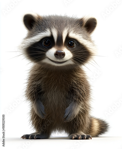 close up of a raccoon isolated on white