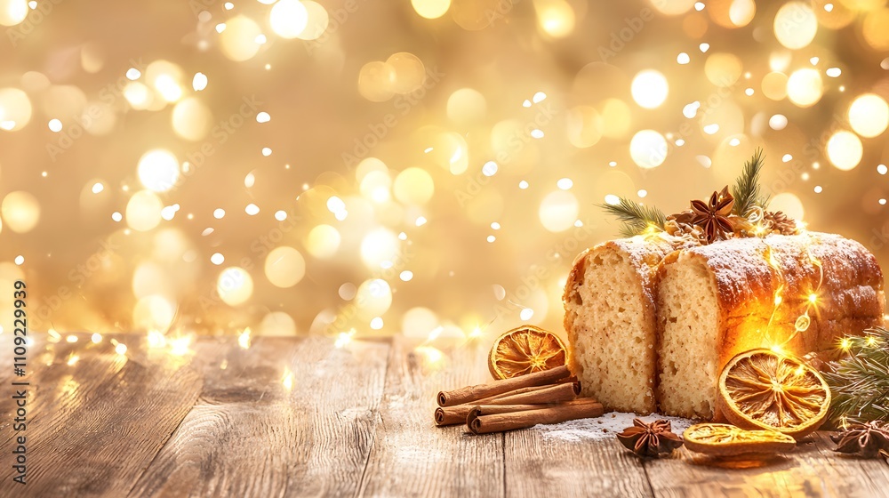 A cake with cinnamon and orange slices on top A cake with cinnamon and orange slices on top