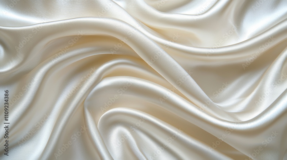 Fototapeta premium A close-up of luxurious, smooth, white satin fabric, elegantly draped, showcasing its soft texture and sheen.