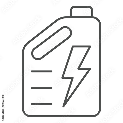 Gasoline canister thin line icon, Refueling cycle concept. Vector graphics. Car oil container sign on white background, outline style icon for mobile or web design.